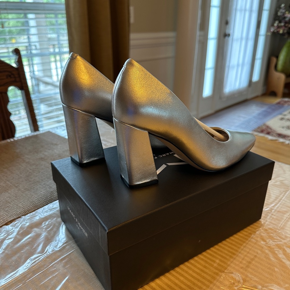 Silver Block Heel Dress pumps by Marc Fisher LTD